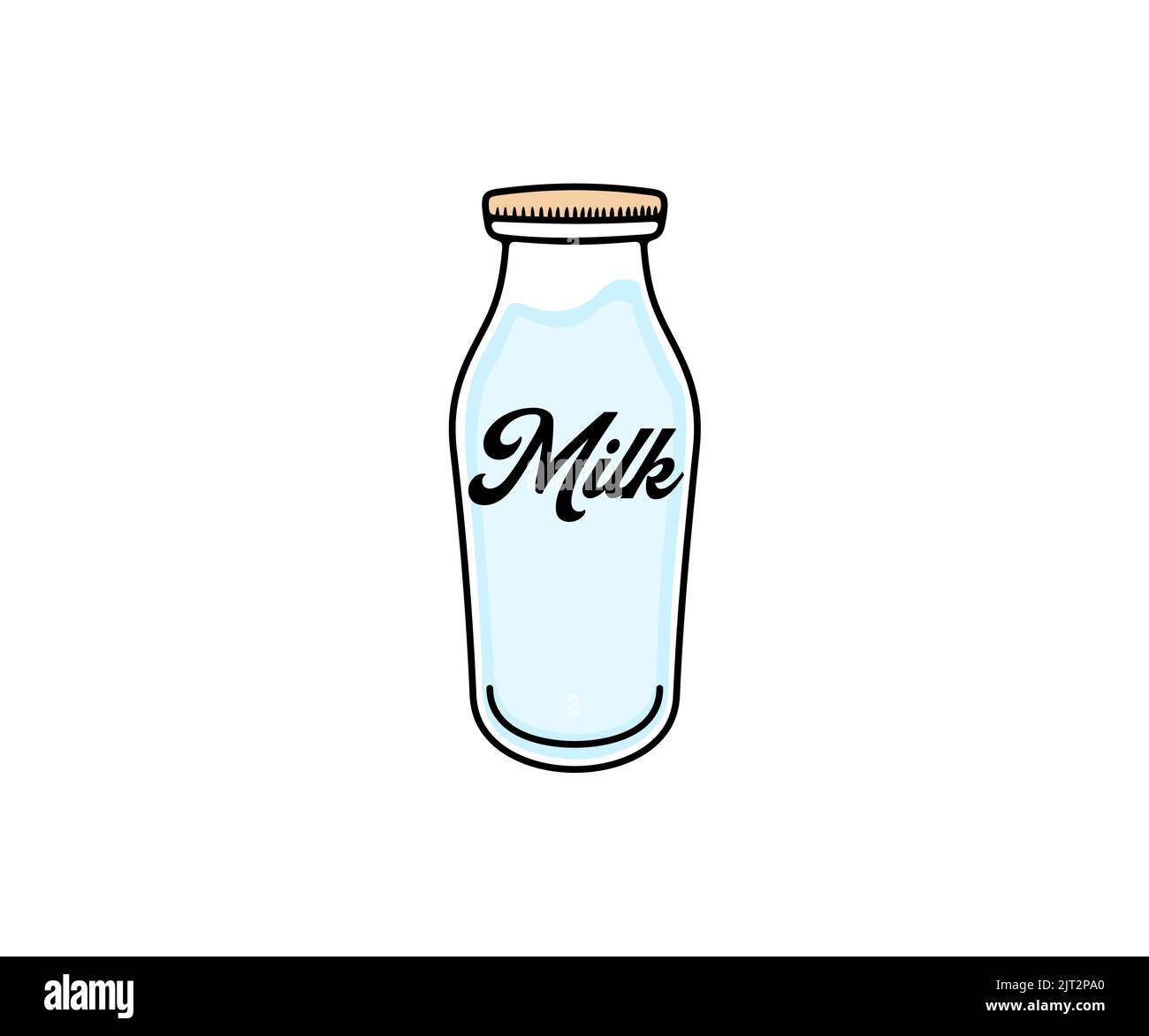 Glass retro milk bottle, dairy, food and drink, logo design. Meal