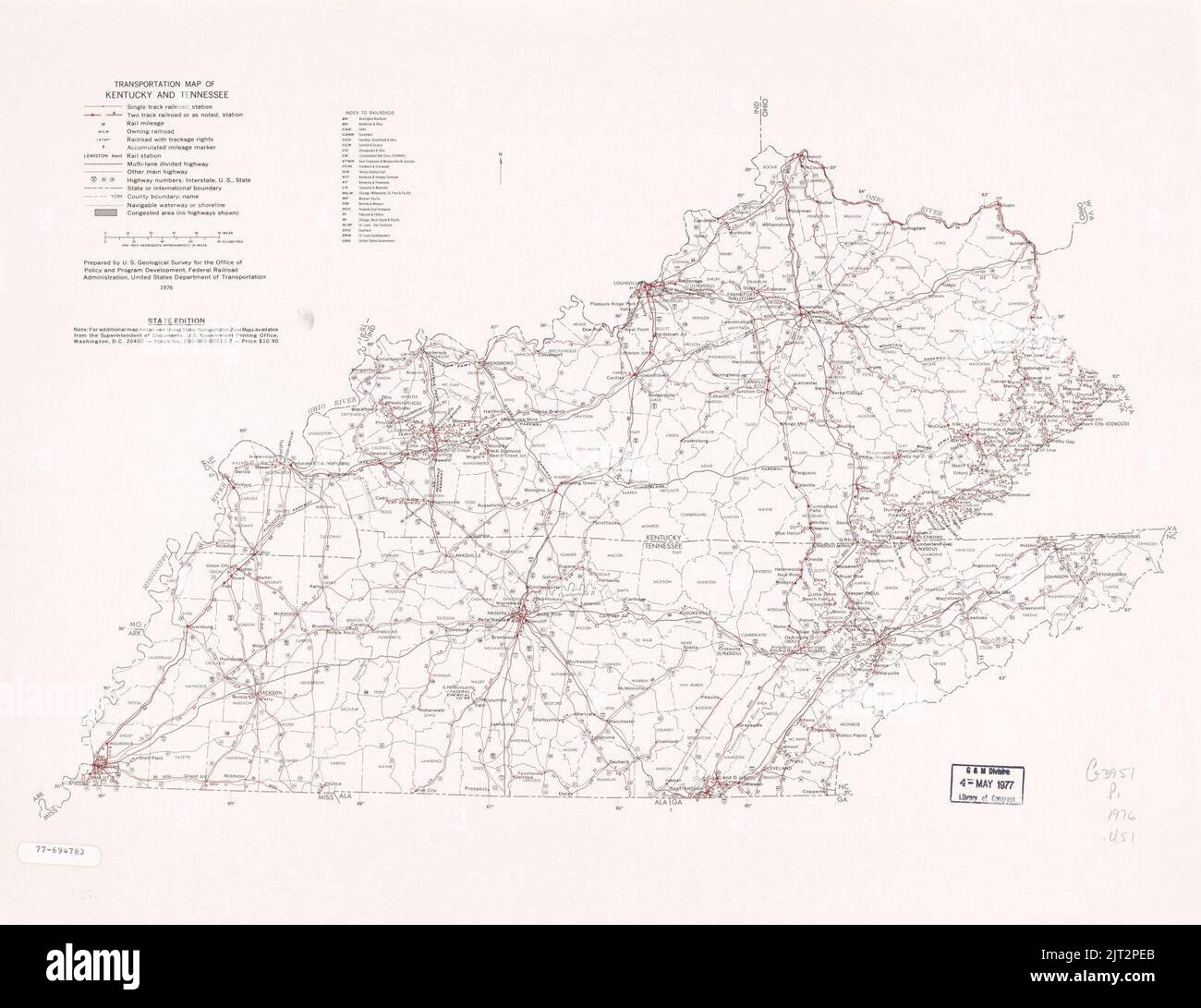 Transportation map of Kentucky and Tennessee Stock Photo - Alamy