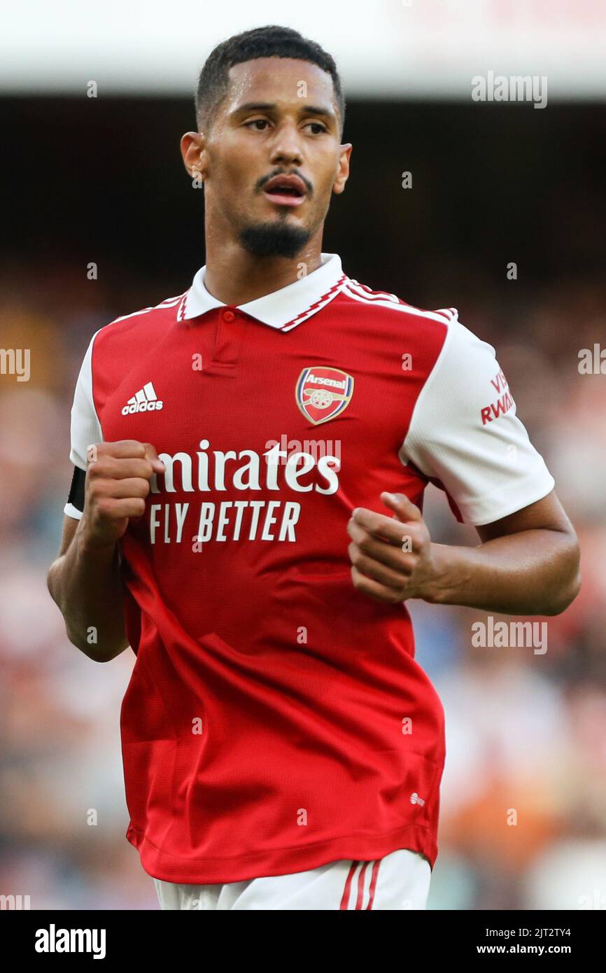 William Saliba #12 of Arsenal Stock Photo