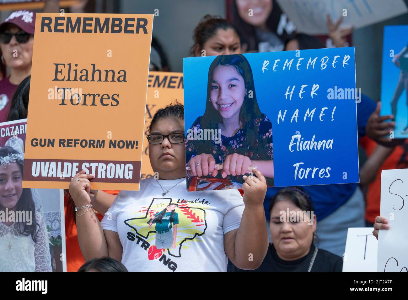 Families from the May 24 shooting in Uvalde, Texas and supporters rally at the Texas Capitol demanding Governor Greg Abbott take action on gun violence that has rocked Texas schools. Other victims from Santa Fe, TX and Marjorie Stoneman Douglas shootings also participated. Credit: Bob Daemmrich/Alamy Live News Stock Photo