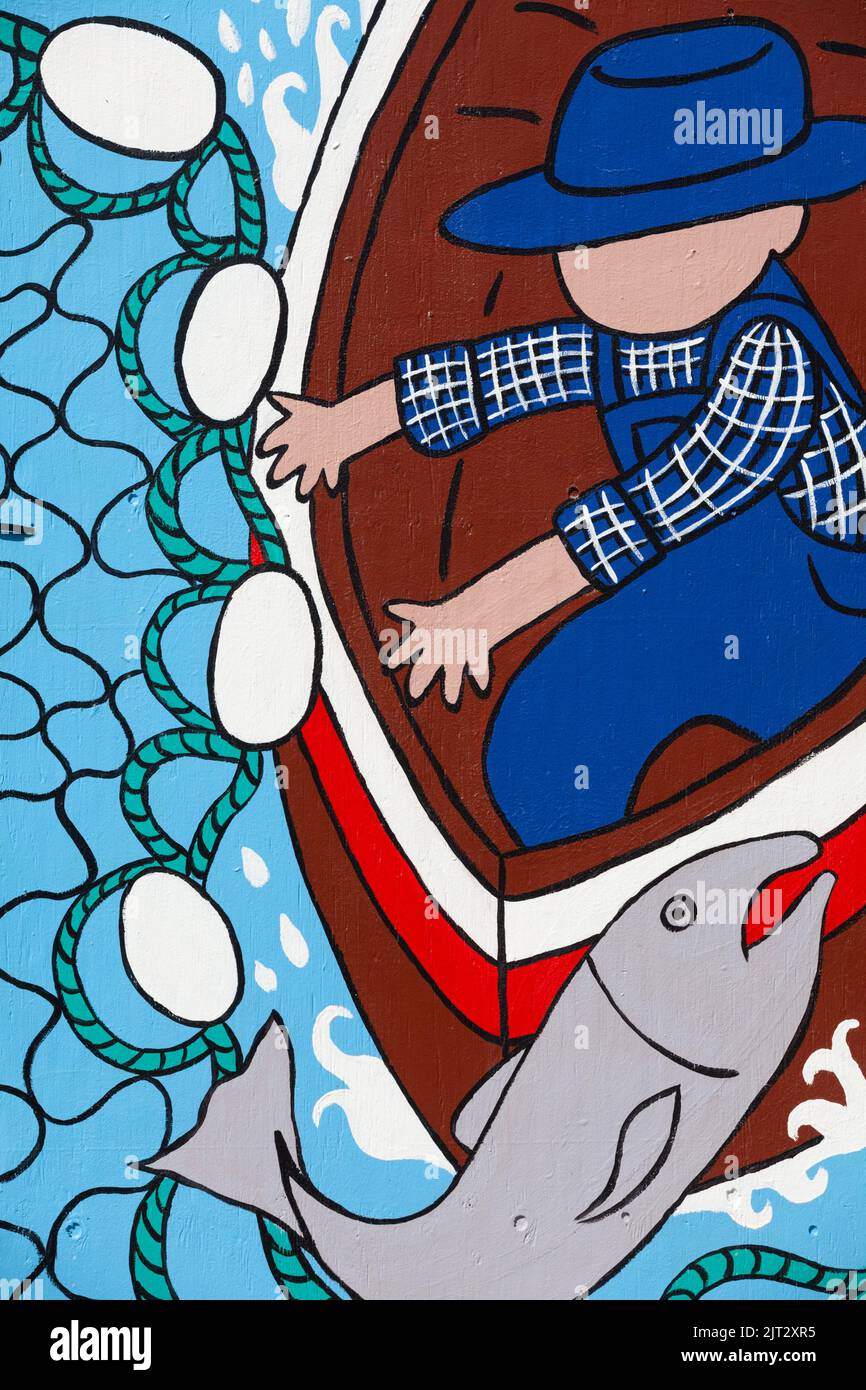 Mural painted on plywood by a young artist for the Steveston Maritime