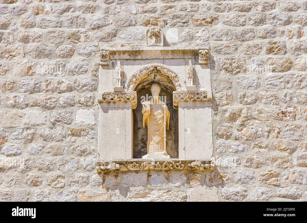 Medieval statue of saint Blasius patron of Dubrovnik. Stock Photo
