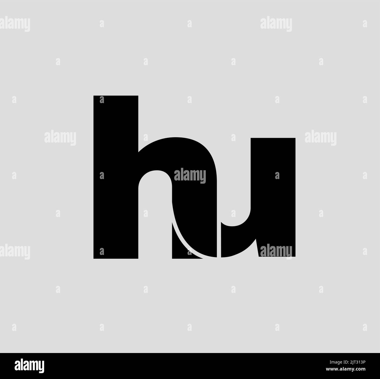 The HU company name initial black letters monogram on grey background