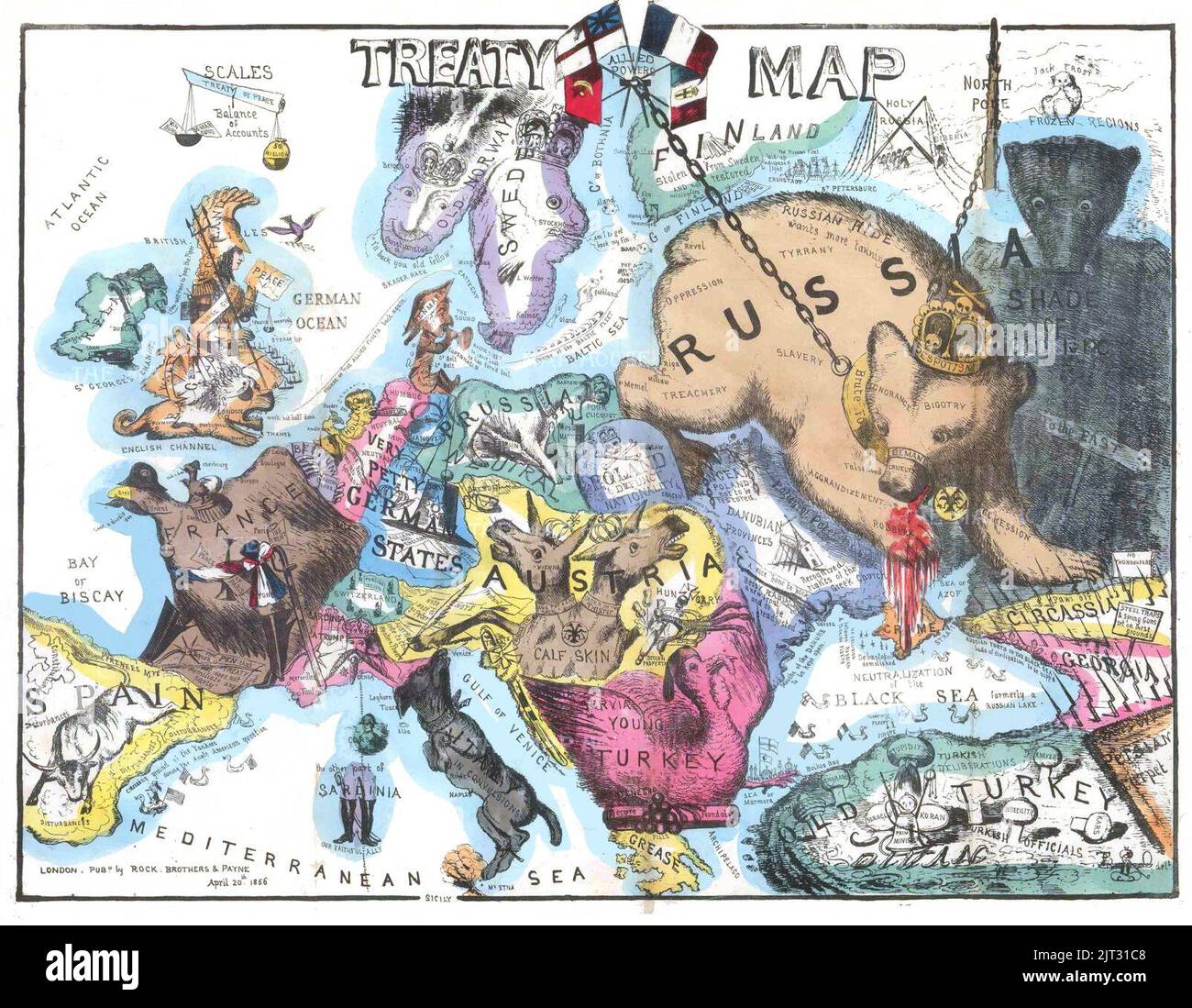 Treaty map 1856 Stock Photo Alamy