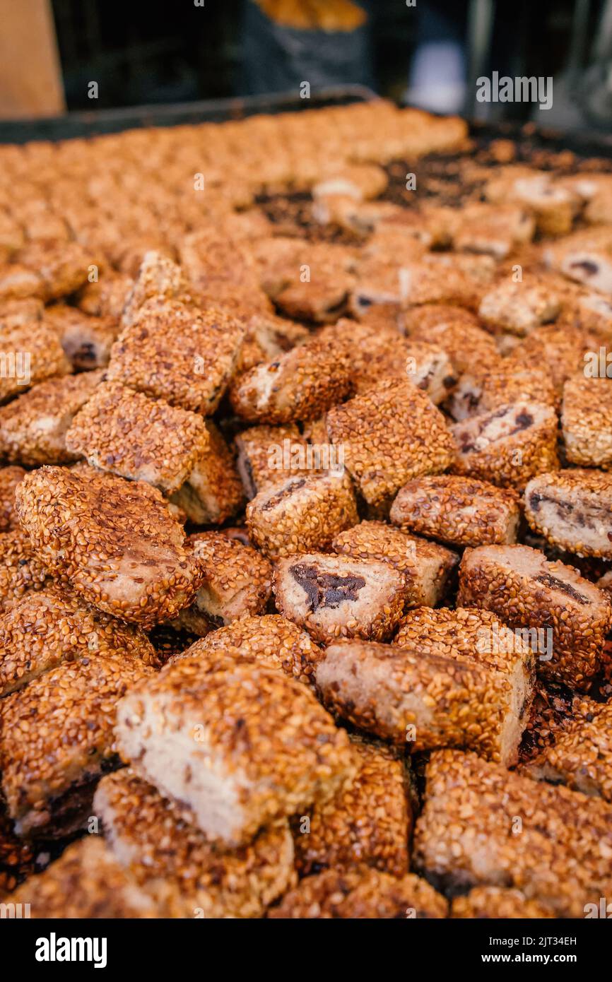 Sweet cookies with sesame seeds called Mardin Suryani coregi, Turkey Stock Photo