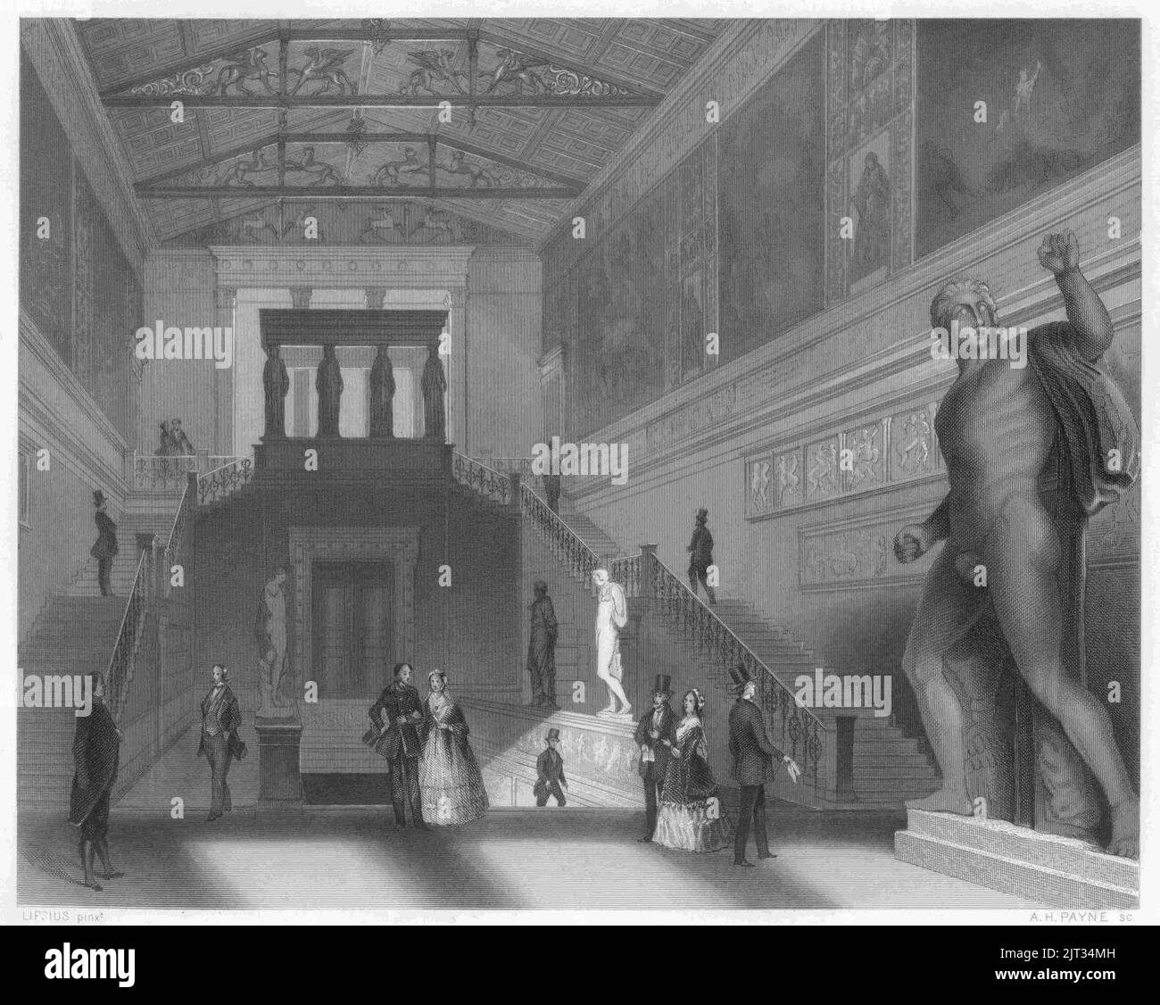Treppenhaus Neues Museum um 1850 Stock Photo - Alamy