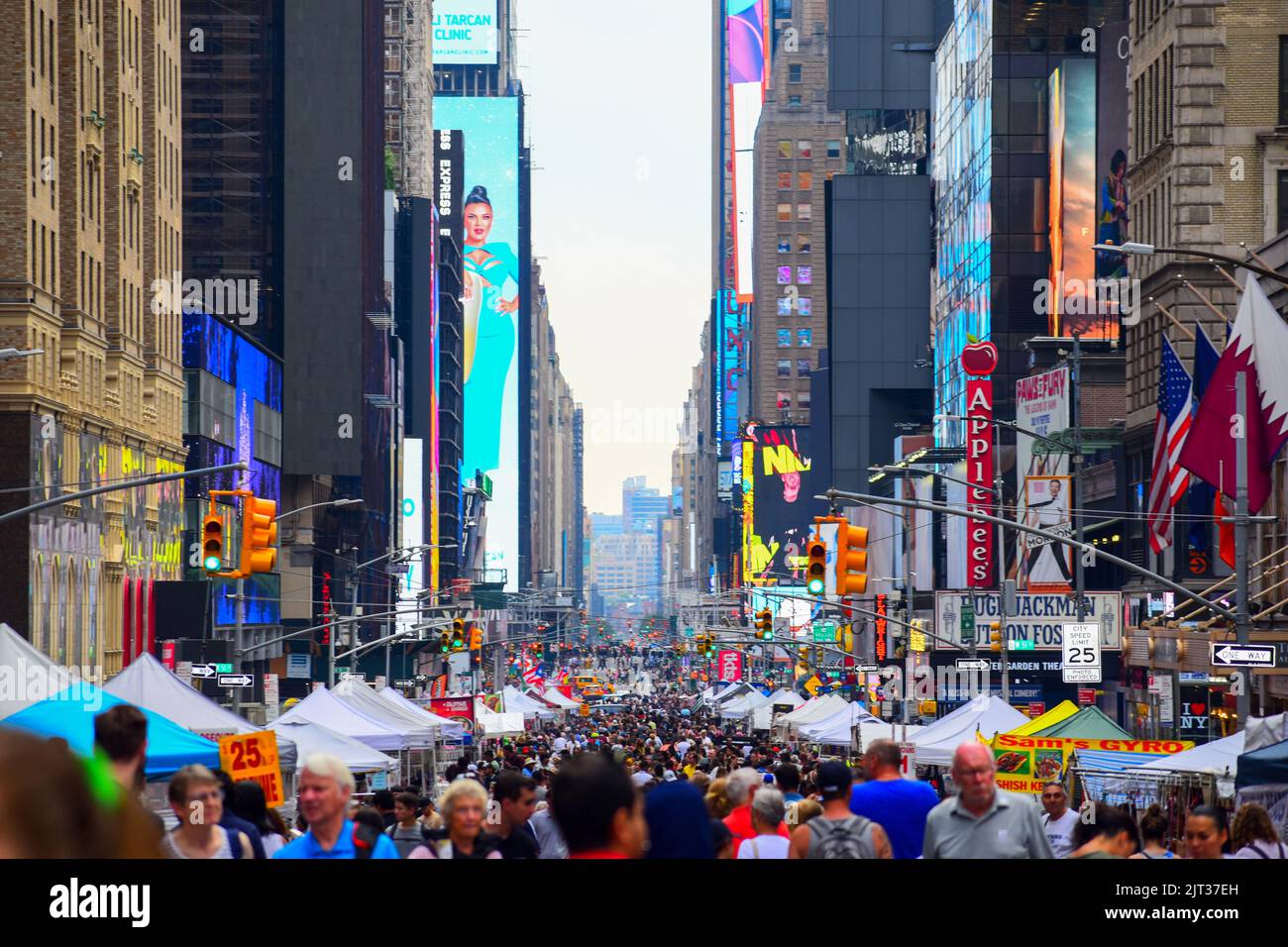 Flea market took over Times Square, New York City. Stock Photo