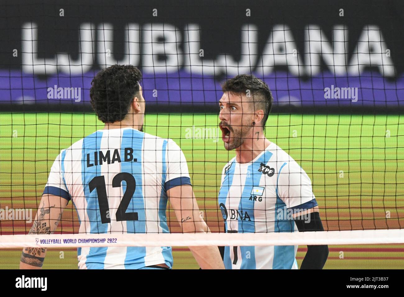 Bruno Lima and Facundo Conte (Argentina). Volleyball World Championship 2022. Stock Photo