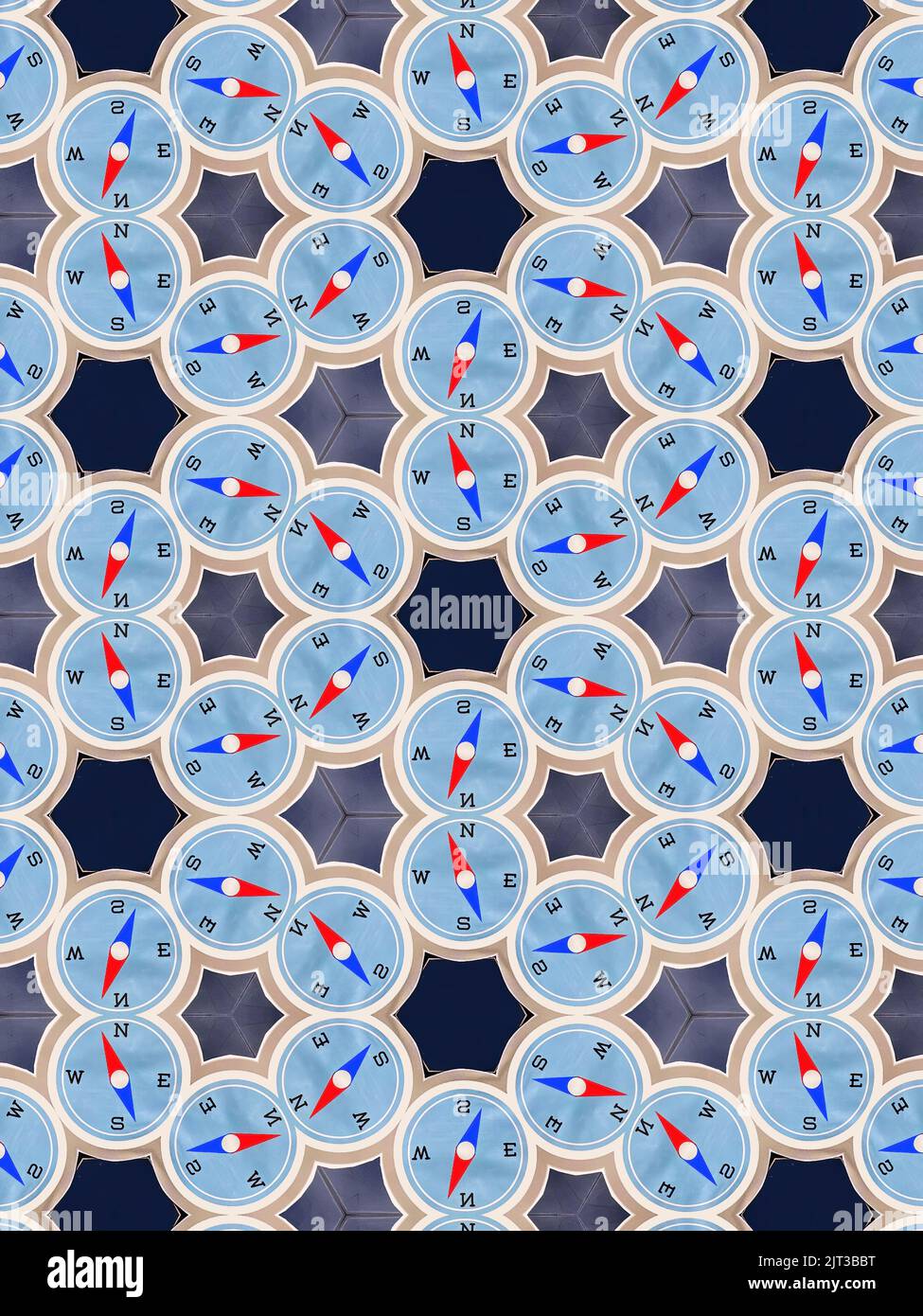 Kaleidoscope Pattern - Abstract Travel Compass Background Design. Stock Photo