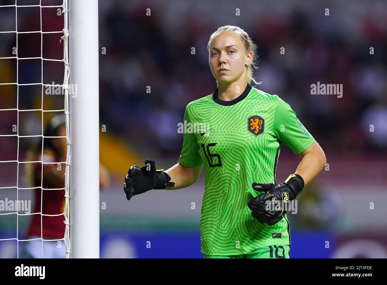 San Jose, Costa Rica. 25th Aug, 2022. San Jose, Costa Rica, August 25th 2022: Goalkeeper Lisan Alkemade (16 Netherlands) looks on during the FIFA U20 Womens World Cup Costa Rica 2022 football semifinal match between Spain and Netherlands at Estadio Nacional in San Jose, Costa Rica. (Daniela Porcelli/SPP) Credit: SPP Sport Press Photo. /Alamy Live News Stock Photo