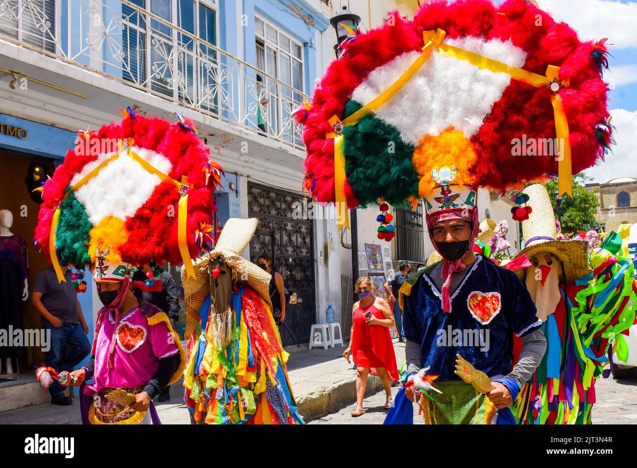 Parade with indigenous costumes, Oaxaca city, mexico Stock Photo