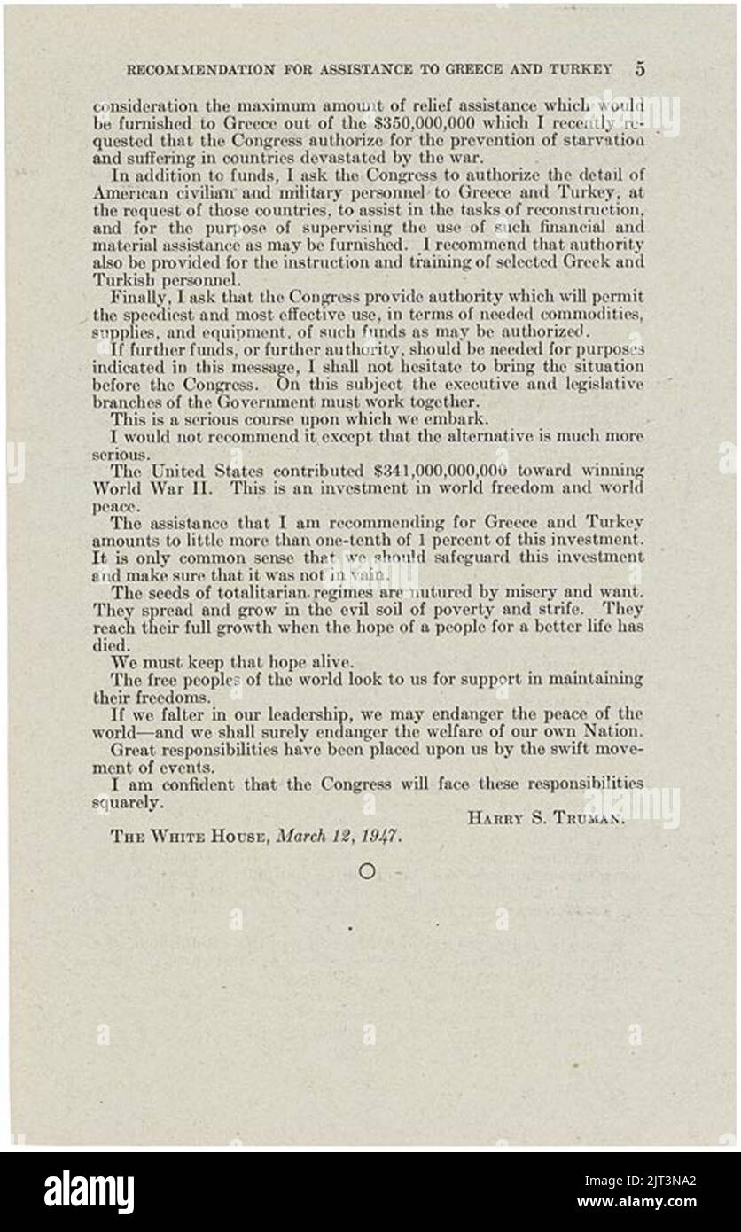 Truman Doctrine, 03-12-1947, Page 2 (5476286595). Stock Photo