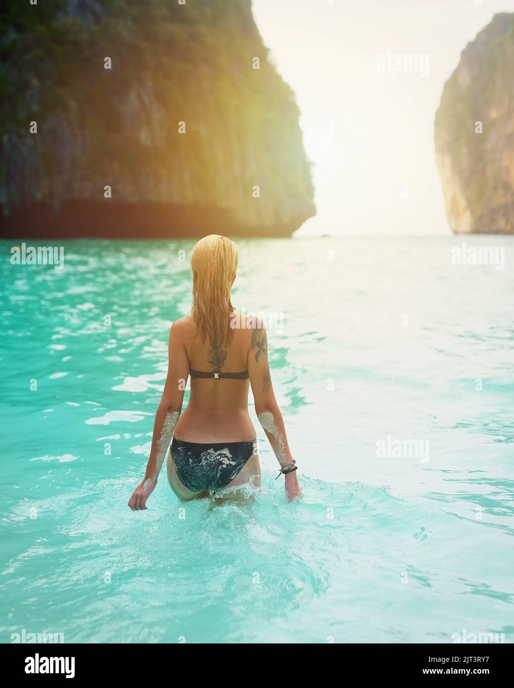 The kind of vacation most only dream of. Rear view shot of a beautiful