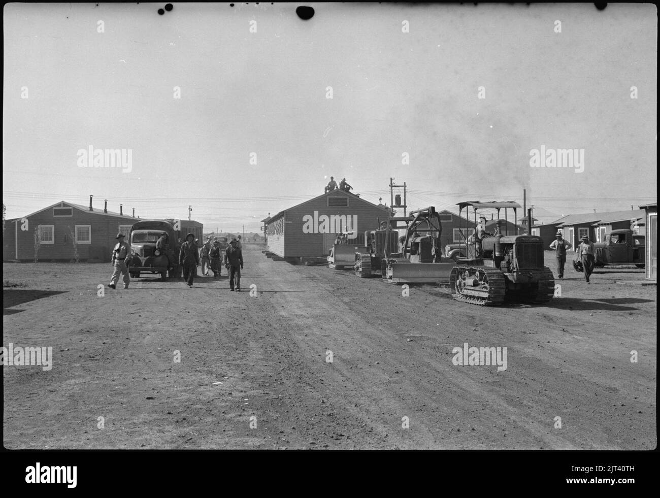 Tule Lake Segregation Center, Newell, California. Moving a 100foot, 32