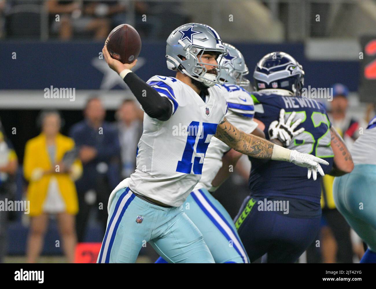 August 26 2022 Dallas Cowboys quarterback Will Grier (15) drops back
