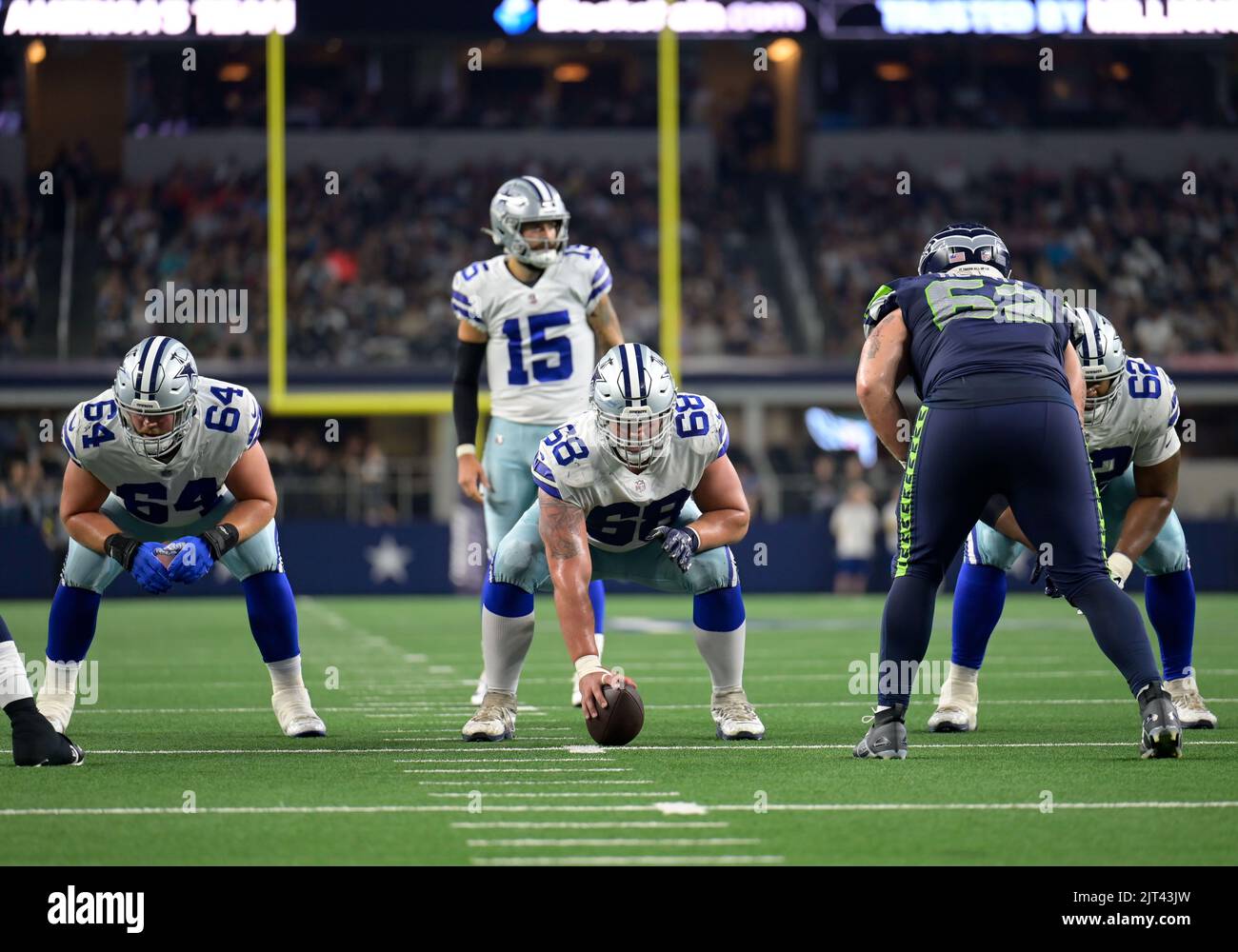 August 26 2022 Dallas Cowboys guard Matt Farniok (68) gets ready to