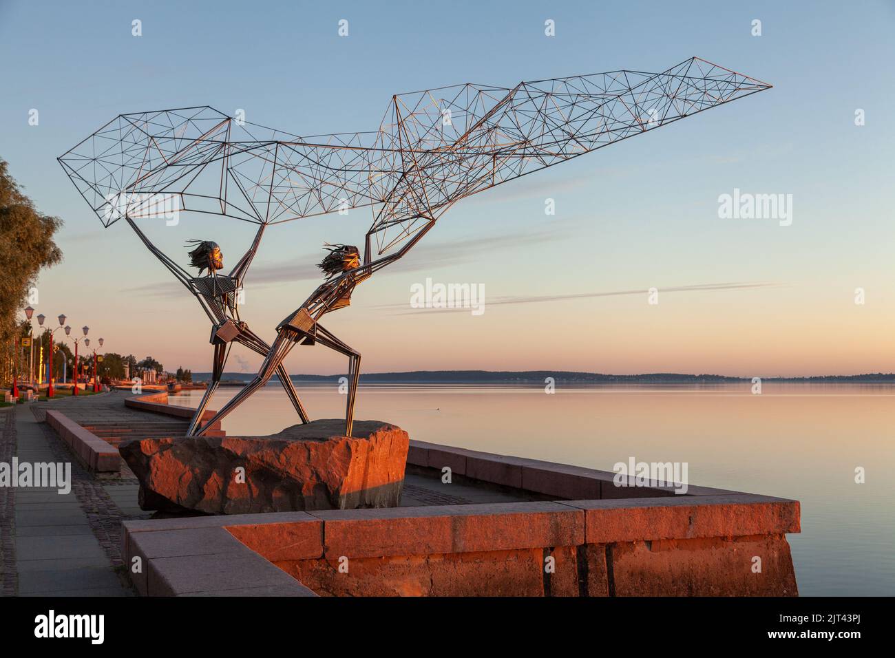 Sculpture 'Fishermen'. Petrozavodsk is the capital city of the Republic of Karelia, Russia. Stock Photo