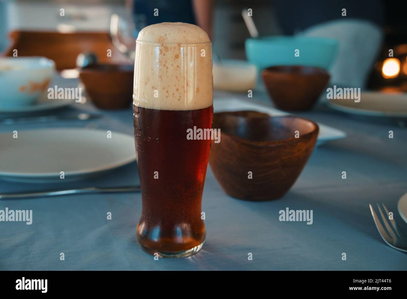 Closeup of glass of dark beer Stock Photo