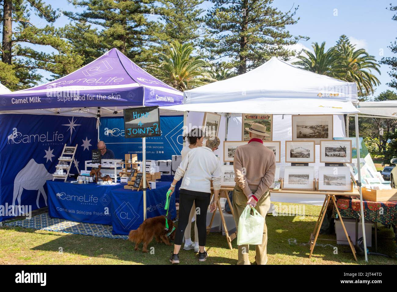 Palm Beach Sydney outdoor market stalls ,Sydney,NSW,Australia Stock