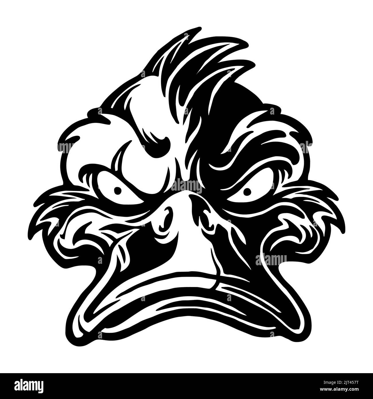 Bad Duck Clipart Black and White Mascot Vector illustrations for your work Logo, mascot merchandise t-shirt, stickers and Label designs, poster, greet Stock Photo