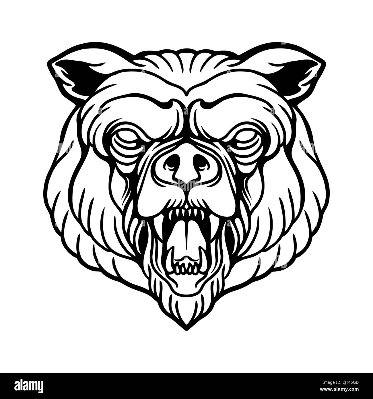 Bear Head Outline Clipart Silhouette Vector illustrations for your work Logo, mascot merchandise t-shirt, stickers and Label designs, poster, greeting Stock Photo