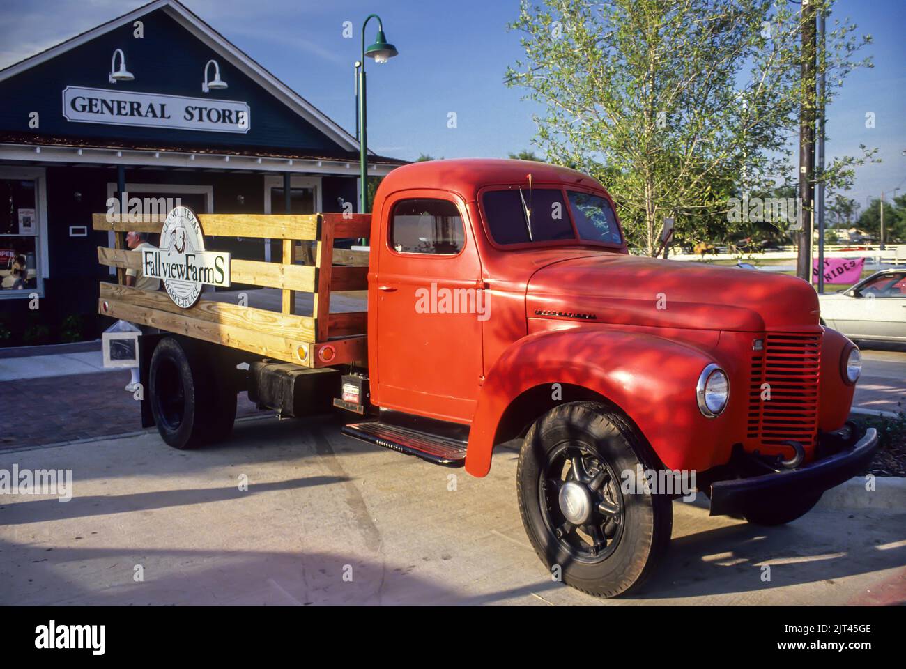 The International Harvester stake bed truck was built and used in the 1940's in the USA. Stock Photo