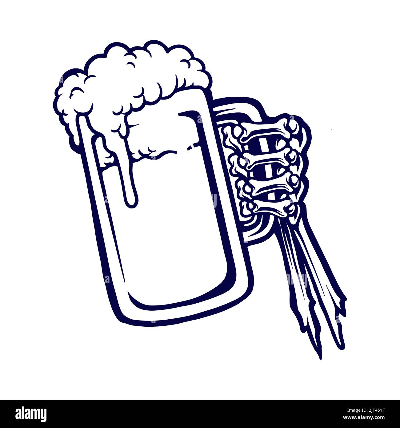 Beer Glass Bones Hand Silhouette Vector illustrations for your work Logo, mascot merchandise t-shirt, stickers and Label designs, poster, greeting car Stock Photo