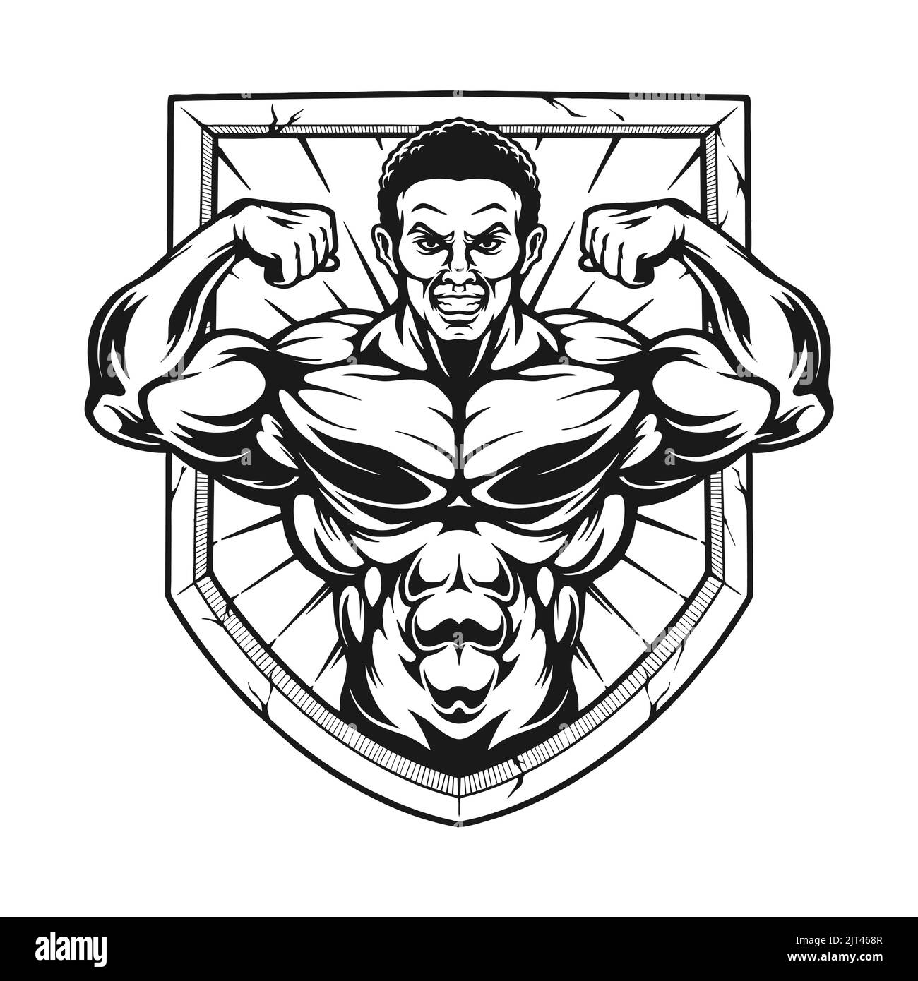 Body Building Badge Logo Silhouette Vector illustrations for your work