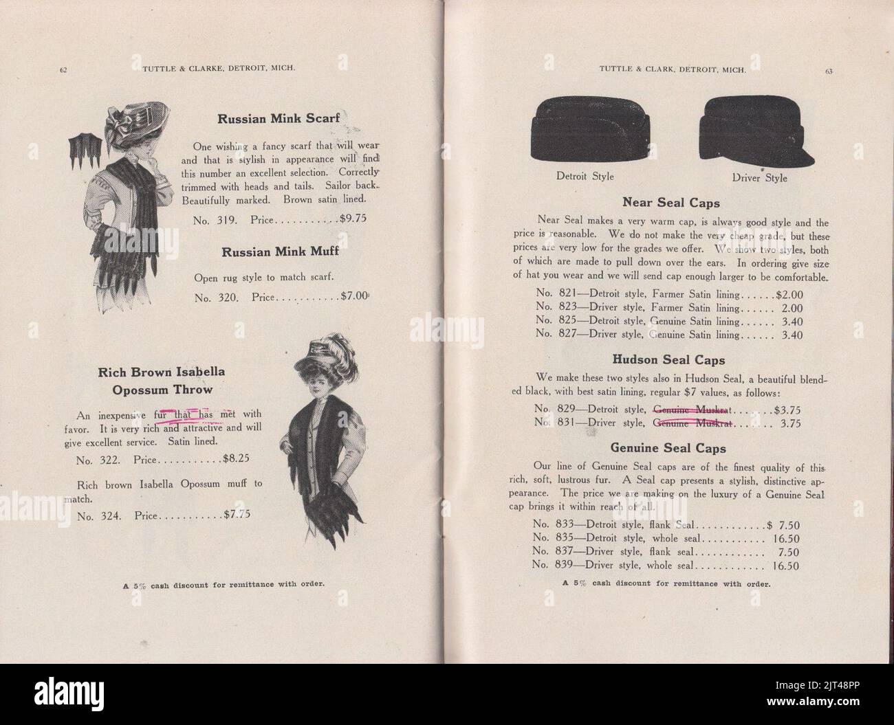 Tuttle & Clark Furs, Detroit, Mich., catalog 1909 (11 Stock Photo Alamy
