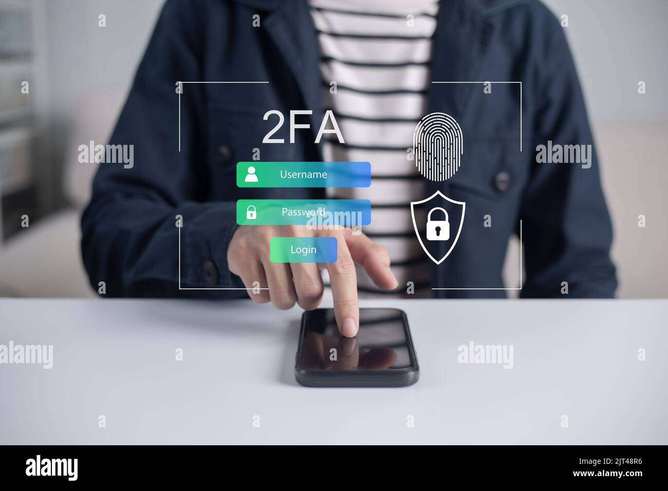 Businessman using smartphone to fingerprint scan for twofactor