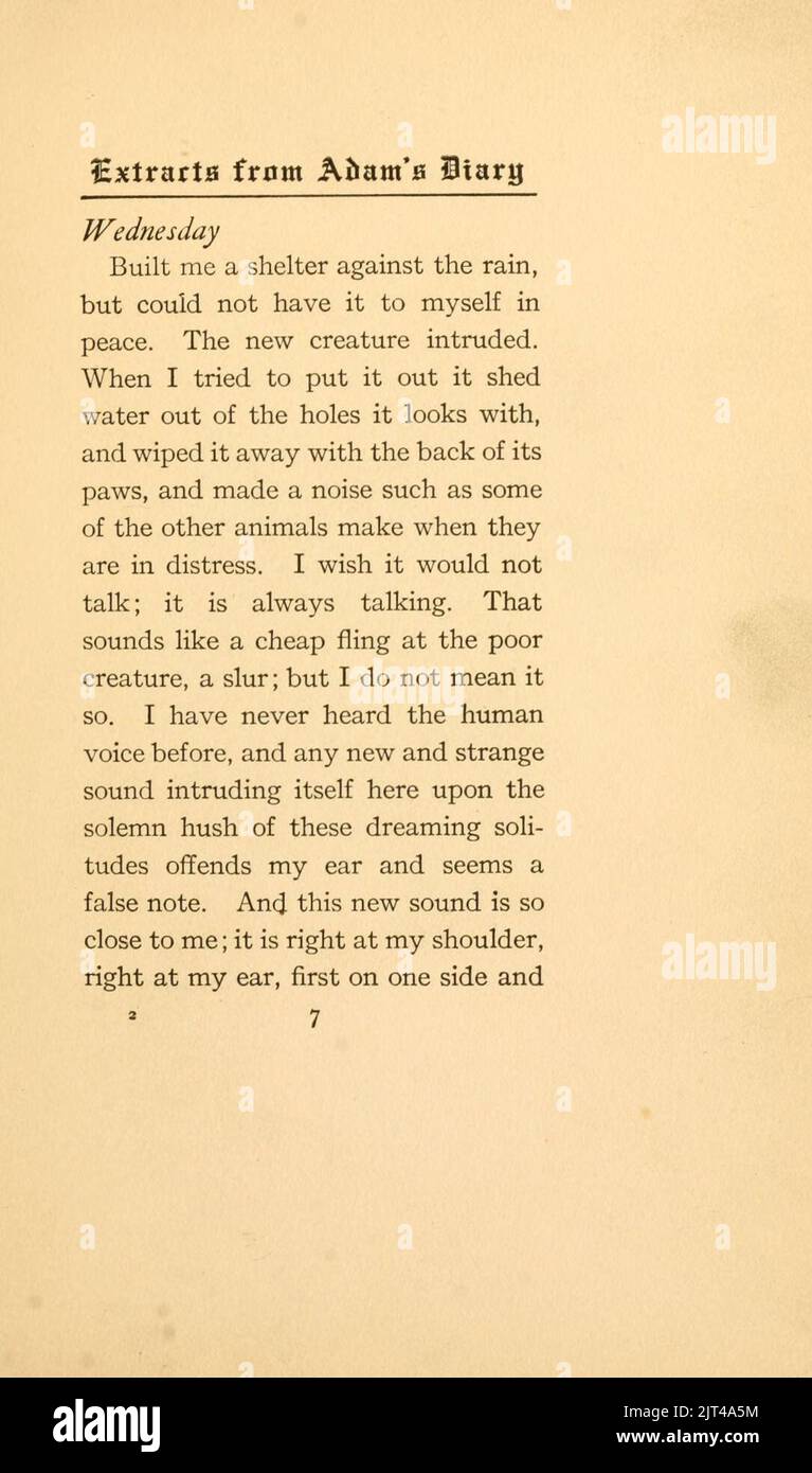 Twain Extracts from Adam's Diary, p. 07 Stock Photo Alamy