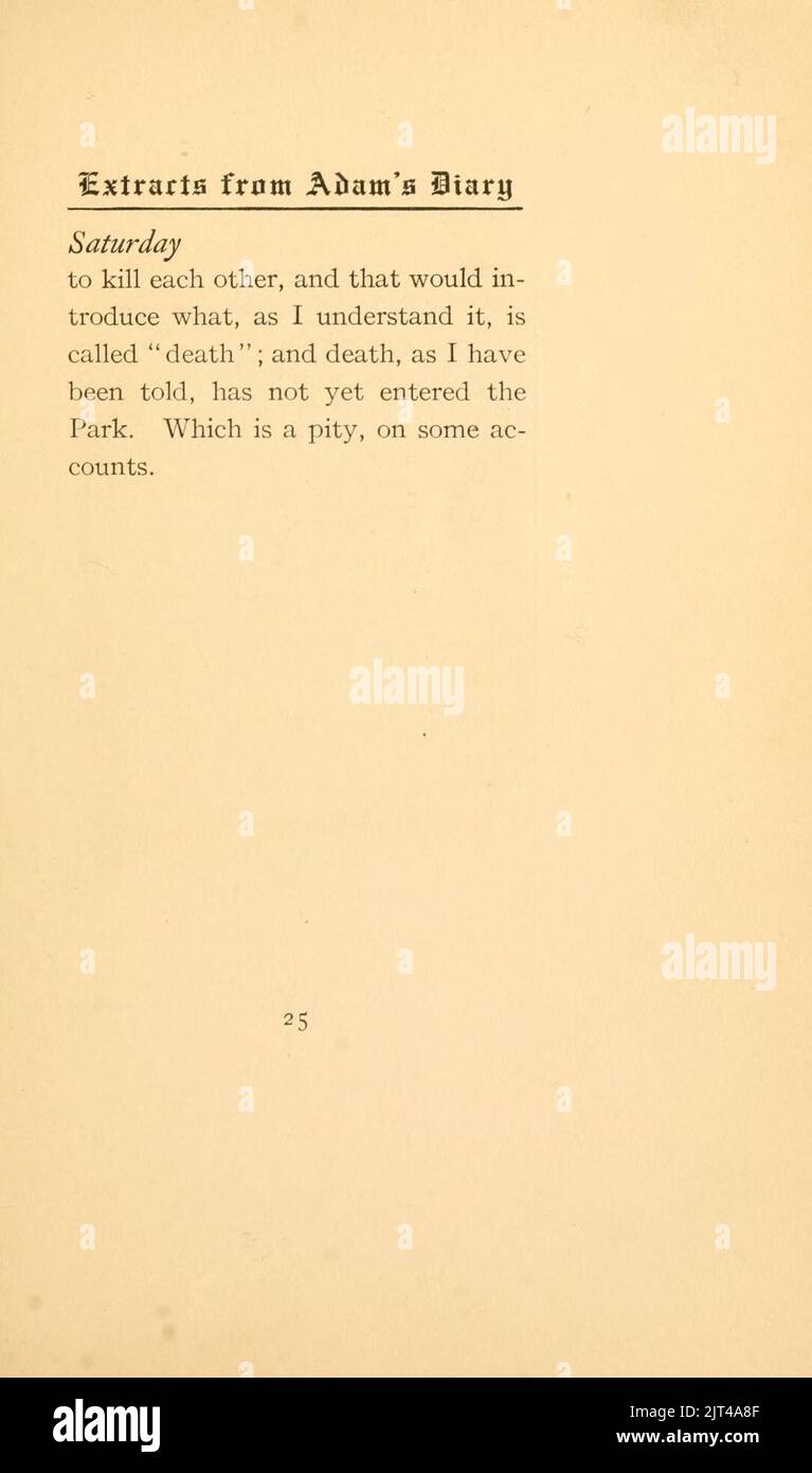 Twain Extracts from Adam's Diary, p. 25 Stock Photo Alamy