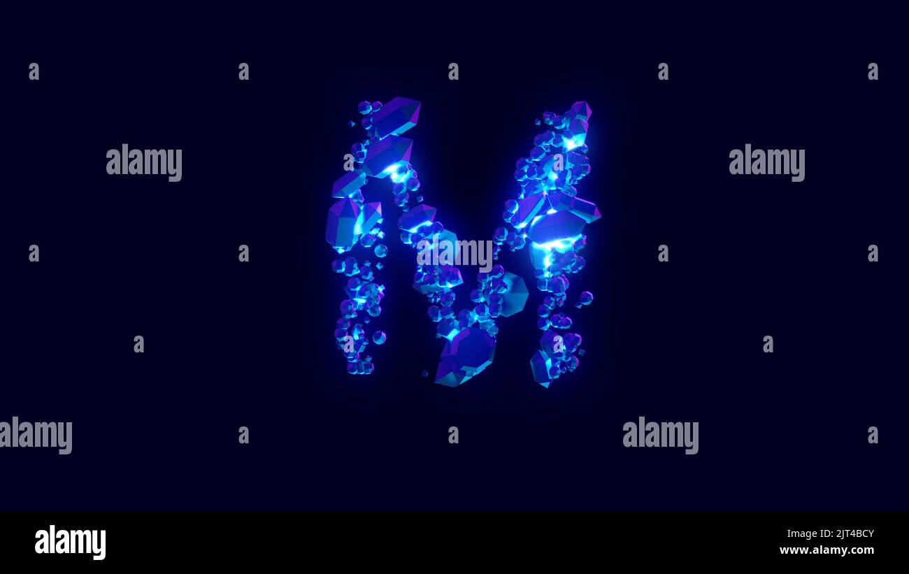 magic brilliants or frozen ice - letter M, creative alphabet, isolated - object 3D illustration Stock Photo