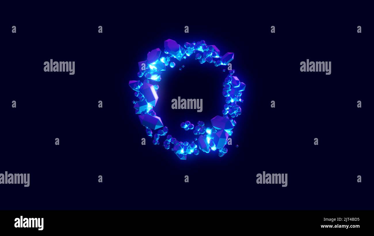 magic brilliants or frozen ice - letter Q, creative alphabet, isolated - object 3D illustration Stock Photo