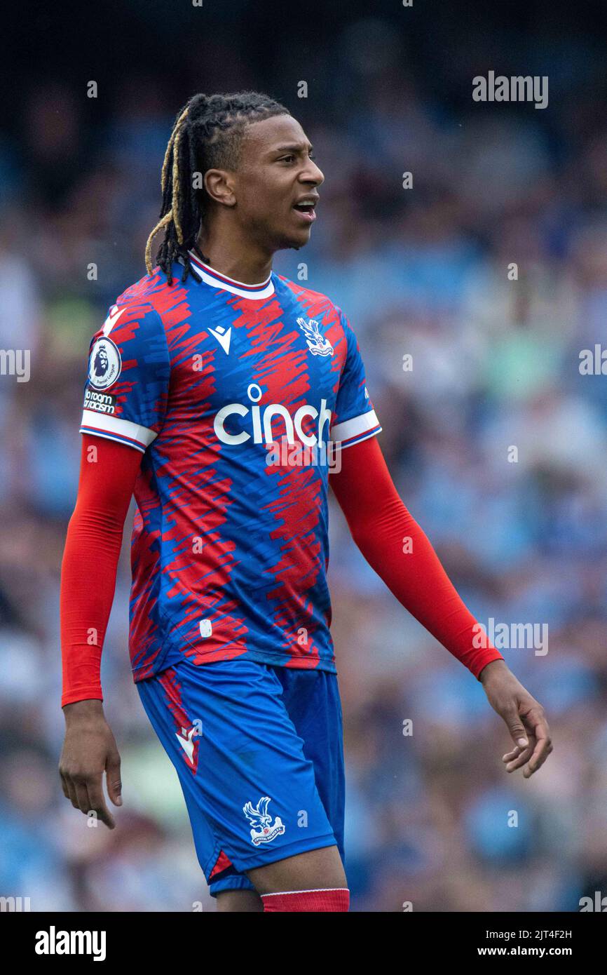 MANCHESTER, ENGLAND - AUGUST 27: Michael Olise during the Premier League match between Manchester City and Crystal Palace at Etihad Stadium on August Stock Photo