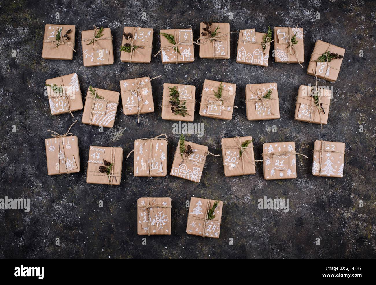 Advent calendar made from Christmas gift boxes Stock Photo Alamy Advent calendar made from Christmas gift boxes Stock Photo Alamy