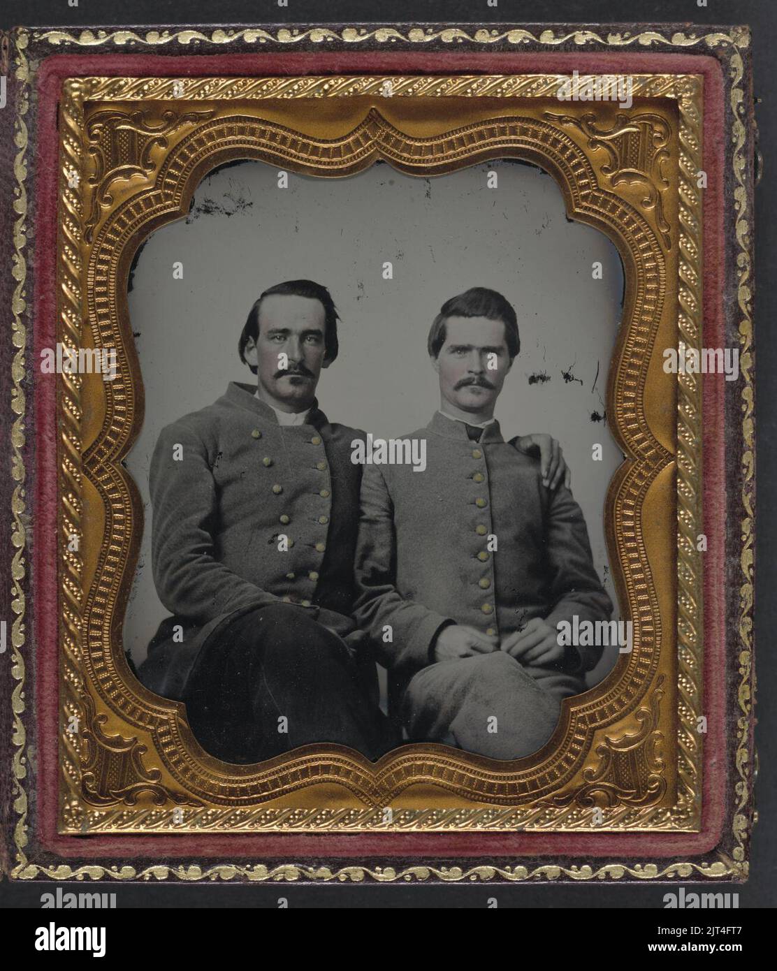 Two unidentified soldiers in Confederate uniforms Stock Photo - Alamy