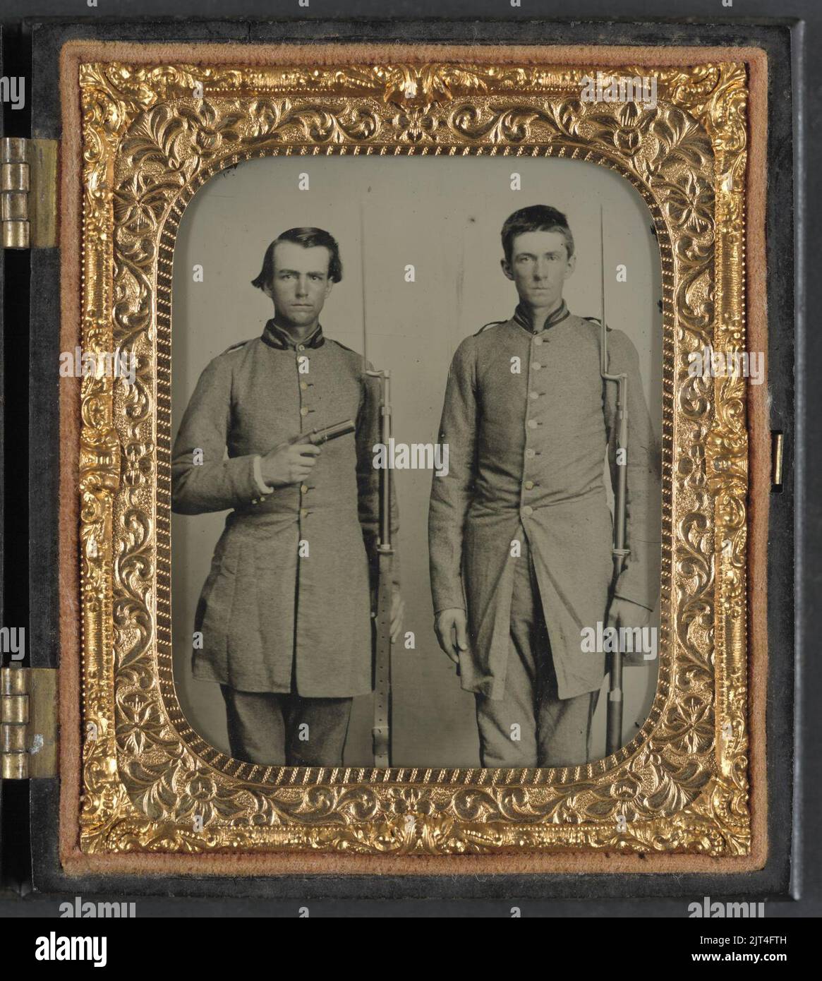 Two unidentified soldiers from Tennessee in Confederate uniforms with ...