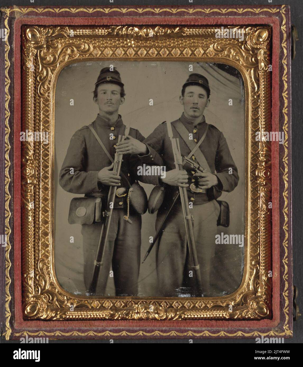 Two unidentified soldiers in Union uniforms with Model 1809 Prussian ...