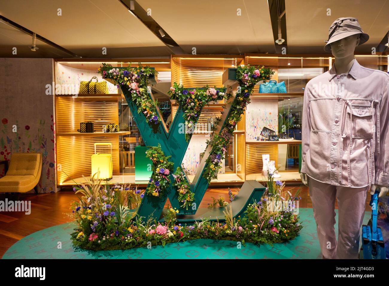 SINGAPORE - JANUARY 20, 2020: interior shot of Louis Vuitton Island Maison  at the Shoppes at Marina Bay Sands Stock Photo