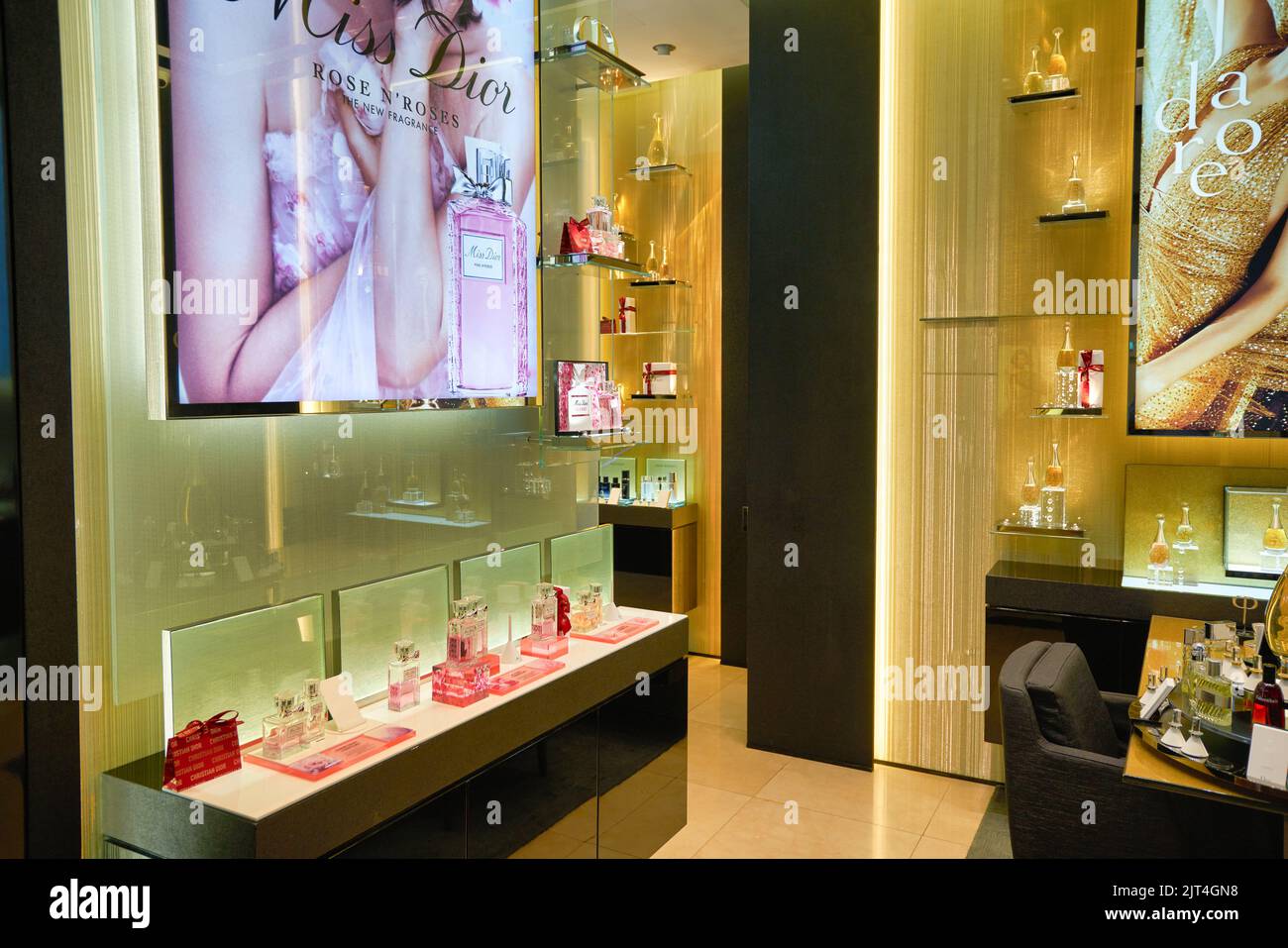 SINGAPORE - JANUARY 20, 2020: interior shot of Christian Dior store in the Shoppes at Marina Bay Sands in Singapore. Dior is a French luxury goods com Stock Photo