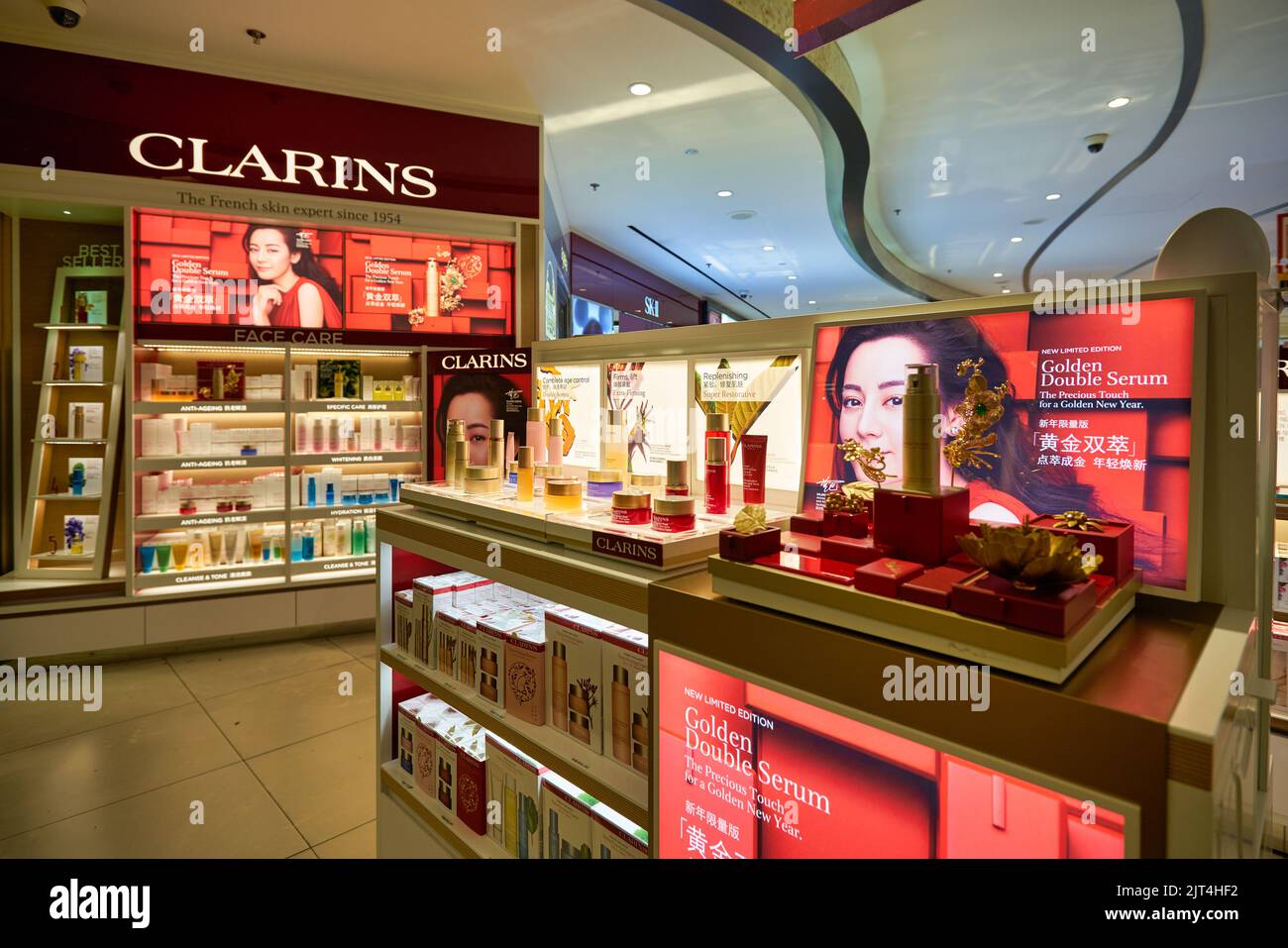 SINGAPORE - CIRCA JANUARY, 2020: Clarins personal care products on ...