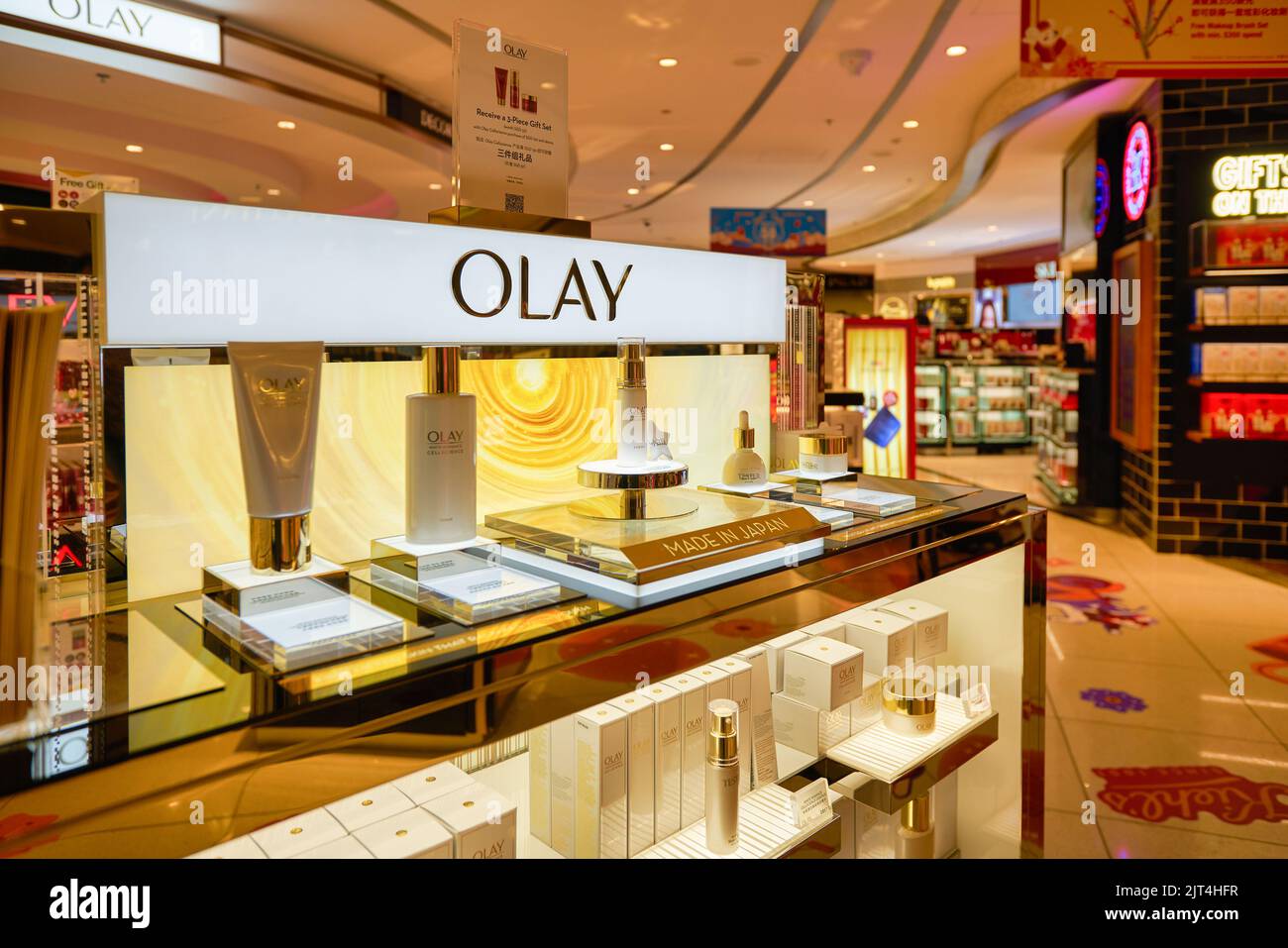 SINGAPORE CIRCA JANUARY, 2020 Olay personal care products on display