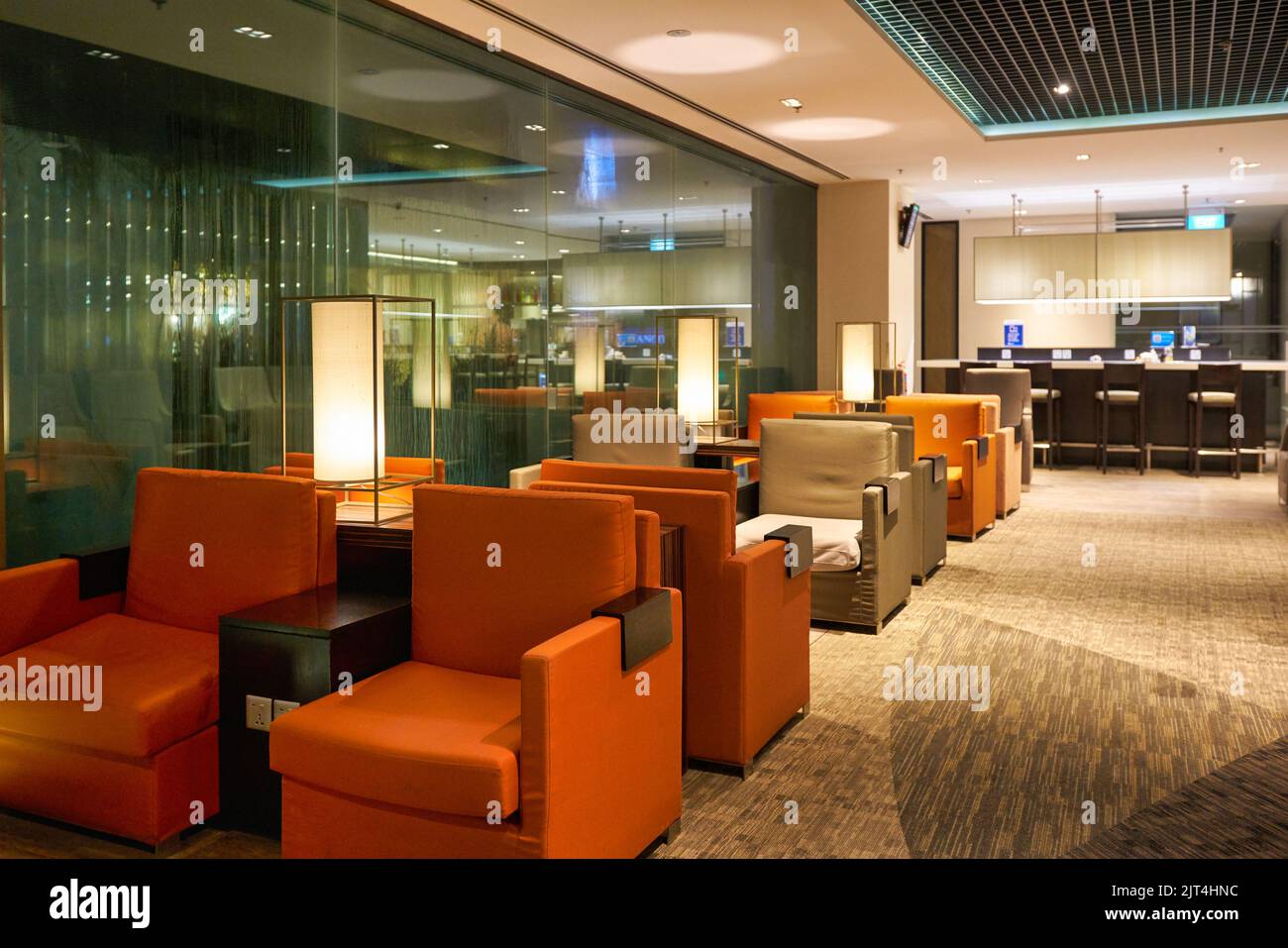 SINGAPORE - CIRCA JANUARY, 2020: interior shot of Dnata Lounge in Singapore Changi Airport. Stock Photo
