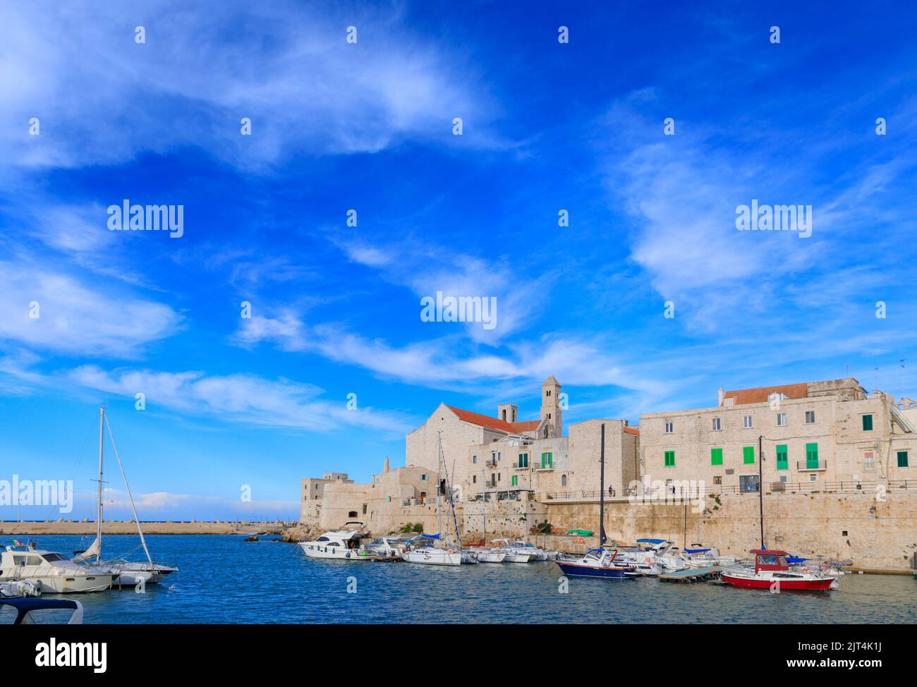 Giovinazzo old town in Apulia, Italy view of the harbor with the