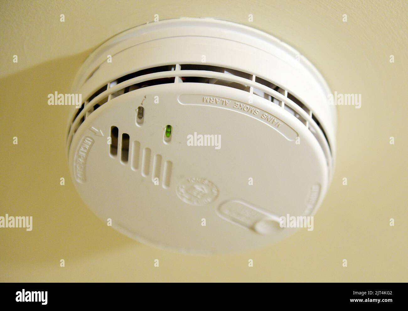 File photo dated 10/01/16 of a mains powered domestic smoke alarm, as the last Scottish Government building to install interlinked fire alarms did so more than six months after the deadline had passed, it has been revealed. Stock Photo