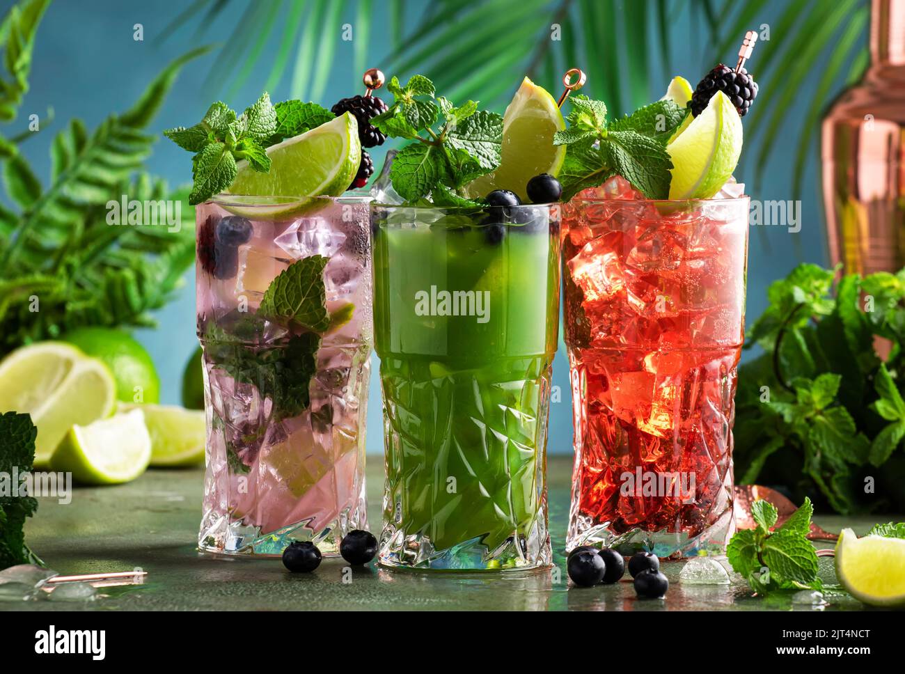 Tropical style cocktail party.. Summer refreshing alcoholic cocktails