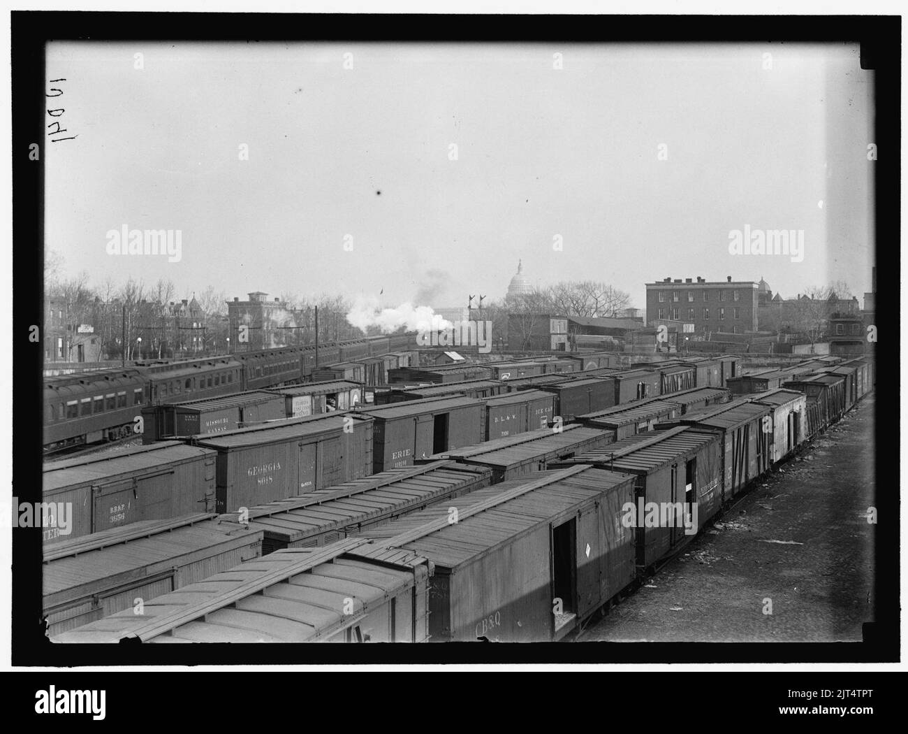 U S CAPITOL DOME FROM RAILROAD YARDS IN SOUTHEAST SECTION Stock Photo u-s-capitol-dome-from-railroad-yards-in-southeast-section-stock-photo
