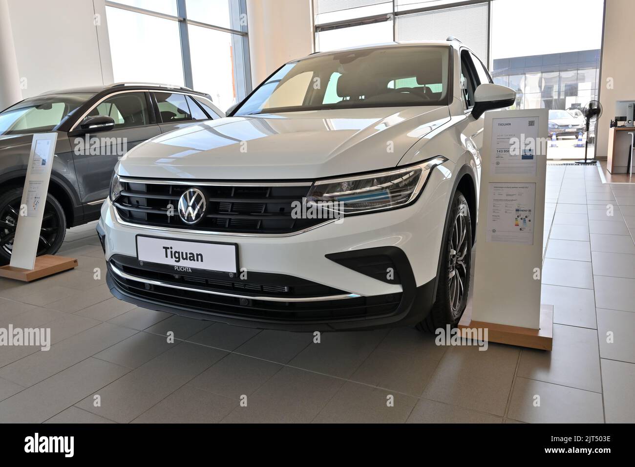 Gdansk, Poland - August 27, 2022: New model of Volkswagen Tiguan presented in the car showroom of Gdansk Stock Photo