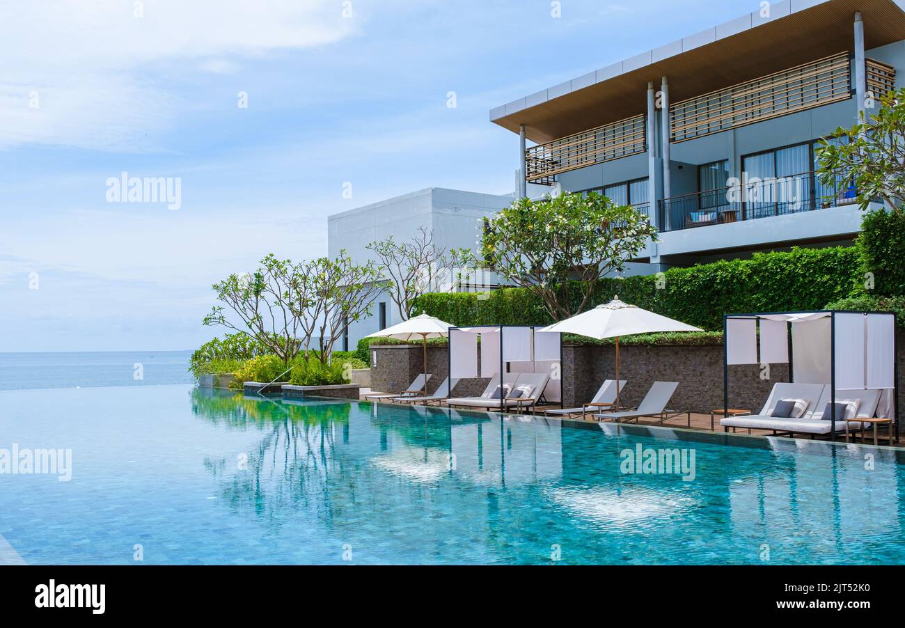 Pattaya Thailand August 2022, Luxury hotel with swimming pool